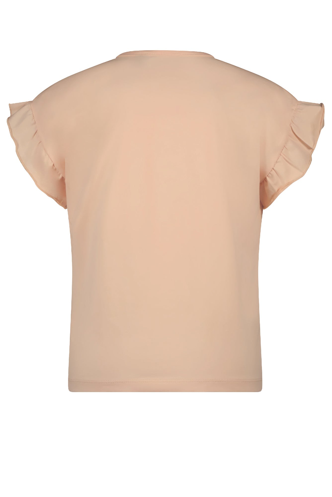 Meisjes Kanou tshirt short ruffled sleeve with Follow print van NoNo in de kleur Rosy Sand in maat 134-140.
