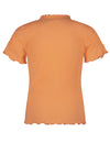 Meisjes Kaby rib jersey tshirt half sleeve with string detail at sleeve van NoNo in de kleur Melon in maat 134-140.