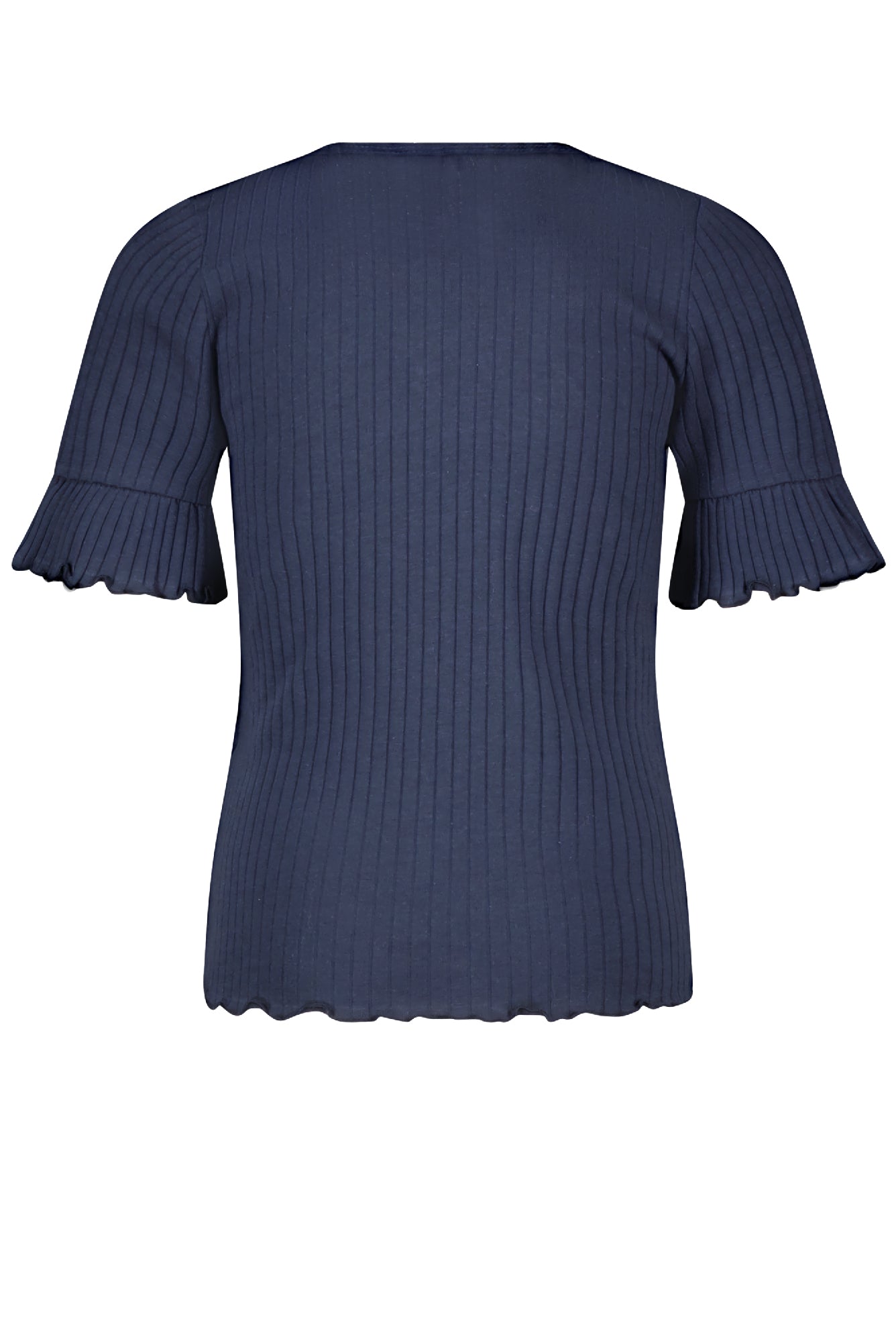 Meisjes Kapi rib jersey tshirt half sleeve with smock at shoulder van NoNo in de kleur Navy Blazer in maat 134-140.