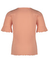 Meisjes Kapi rib jersey tshirt half sleeve with smock at shoulder van NoNo in de kleur Light Peach in maat 134-140.