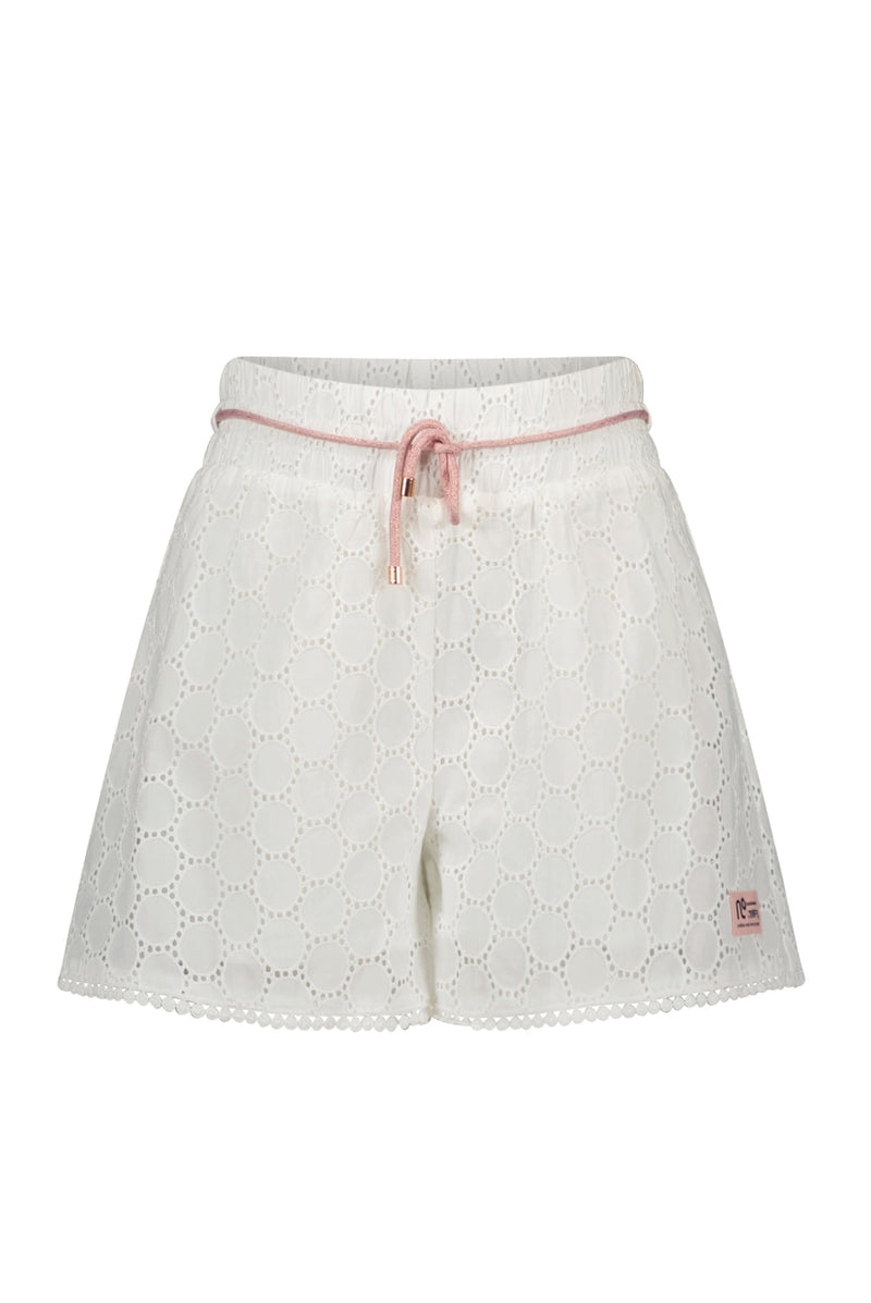 Meisjes Shampy embroidered wide fitted short van NoNo in de kleur Pearled Ivory in maat 134-140.