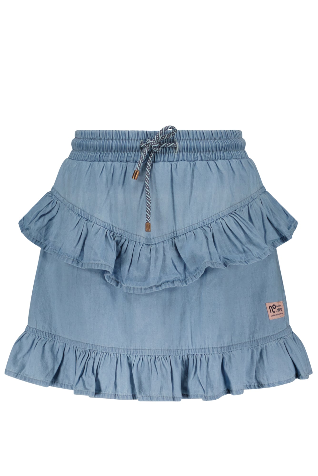 Meisjes Neva short light weight denim skirt with pants lining van NoNo in de kleur Jeans in maat 134-140.