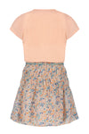 Meisjes Manyu combi dress jersey s/sl top+woven skirt van NoNo in de kleur Rosy Sand in maat 134-140.