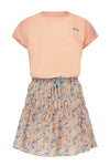 Meisjes Manyu combi dress jersey s/sl top+woven skirt van NoNo in de kleur Rosy Sand in maat 134-140.