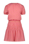 Meisjes Manyu dress S/SL with smock at waist van NoNo in de kleur Peach Blossom in maat 134-140.