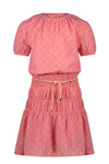 Meisjes Manyu dress S/SL with smock at waist van NoNo in de kleur Peach Blossom in maat 134-140.