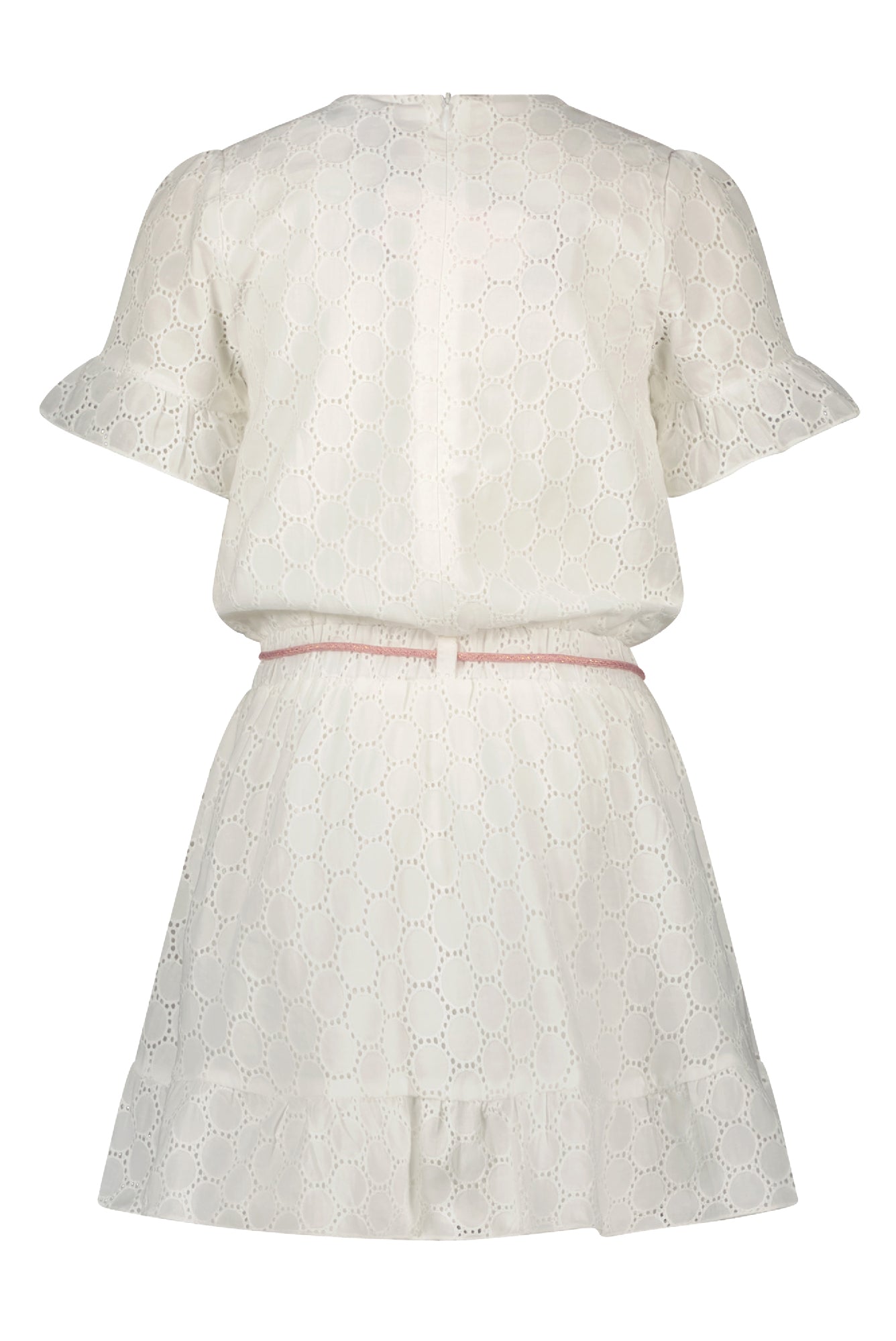 Meisjes Mirabel embroidered dress half sleeve van NoNo in de kleur Pearled Ivory in maat 134-140.
