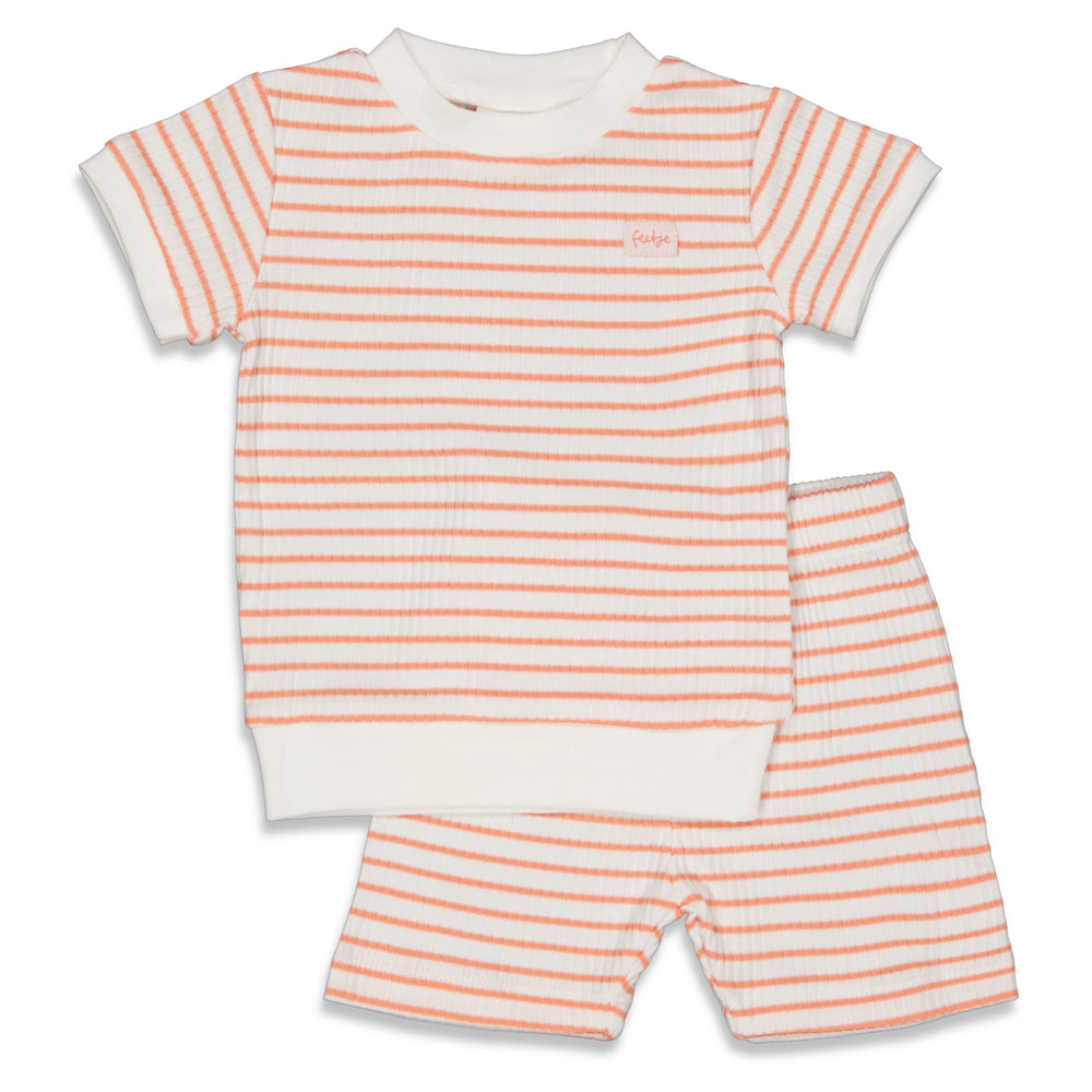Unisexs Pyjama kort wafel - Summer Special van Feetje in de kleur Terra Pink in maat 122.