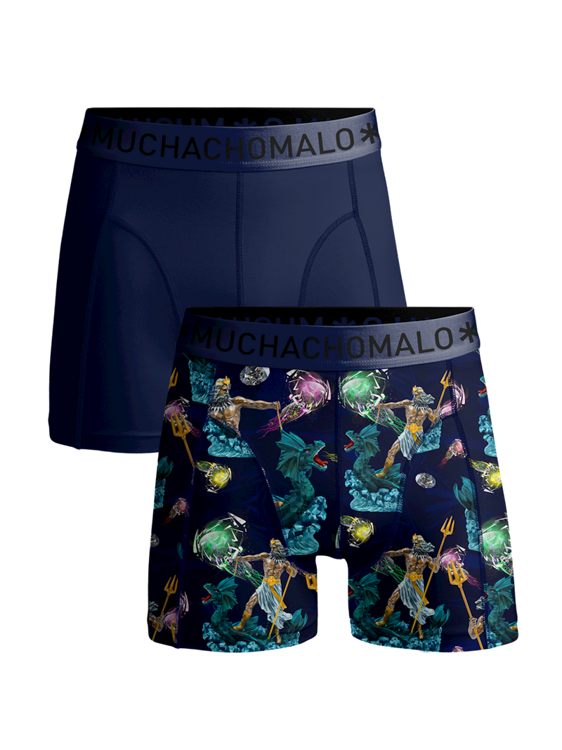 Jongens Boys 2-pack shorts Biker Poseidon  van Muchachomalo in de kleur Print/Blue in maat 176.