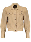 Meisjes Bodhy twill button up indoorjacket with teddy collar van NoBell in de kleur Beige in maat 170-176.