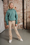 Meisjes Kuran hooded furry sweat with dropped sleeves+Atelier NoBell arrtowrk at front and back van NoBell in de kleur Dark Canton in maat 170-176.
