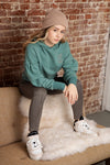 Meisjes Kuran hooded furry sweat with dropped sleeves+Atelier NoBell arrtowrk at front and back van NoBell in de kleur Dark Canton in maat 170-176.