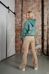 Meisjes Kuran hooded furry sweat with dropped sleeves+Atelier NoBell arrtowrk at front and back van NoBell in de kleur Dark Canton in maat 170-176.