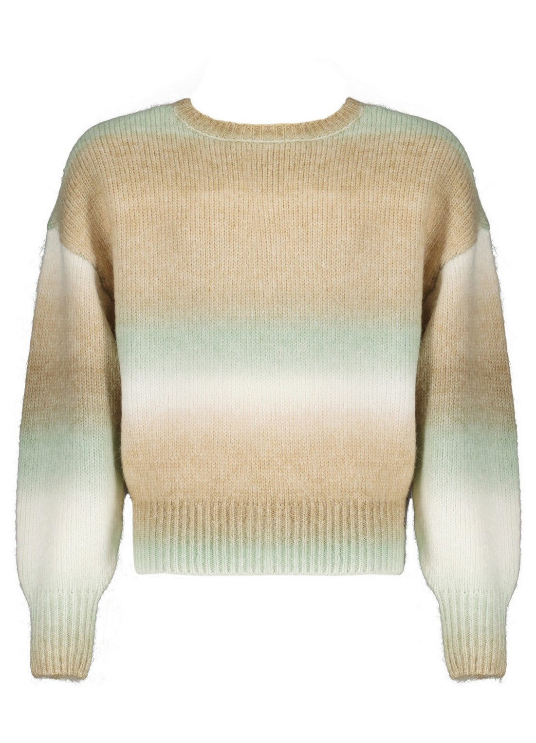 Meisjes Kes dropped sleeve knited sweater gradient effect van NoBell in de kleur Minty Grey in maat 170-176.