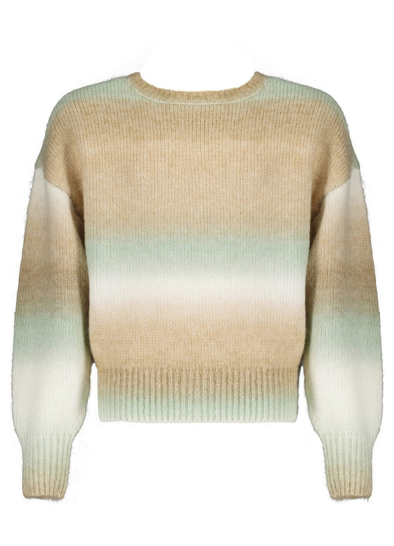 Meisjes Kes dropped sleeve knited sweater gradient effect van NoBell in de kleur Minty Grey in maat 170-176.