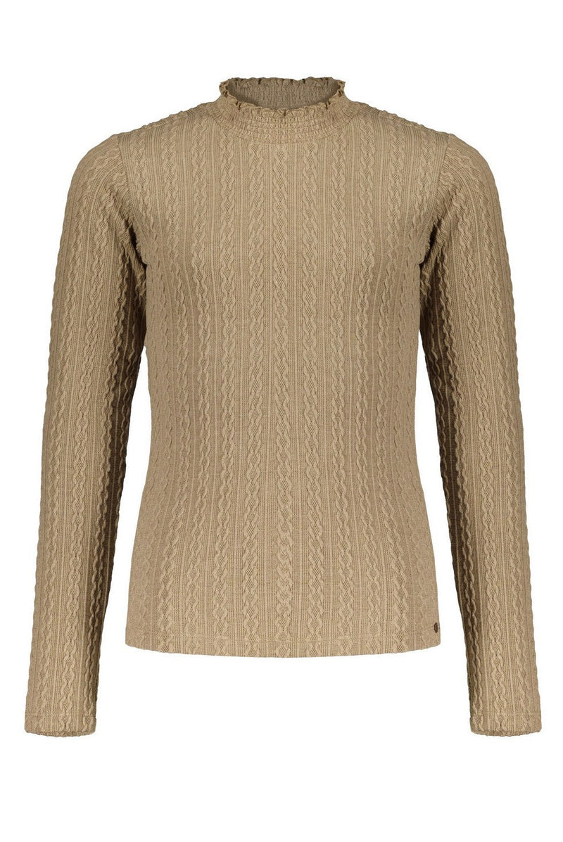 Meisjes Koba cable knit turtle neck l/sl top van NoBell in de kleur Beige in maat 170-176.