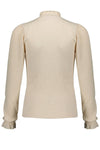 Meisjes Kooka melange rib jersey puffed sleeved top+smock at neck and sleeve end van NoBell in de kleur Pearled Ivory in maat 170-176.