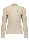 Meisjes Kooka melange rib jersey puffed sleeved top+smock at neck and sleeve end van NoBell in de kleur Pearled Ivory in maat 170-176.