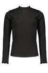 NoBell Kimmy fine rib jersey l/sl with eyelets at shoulder+ruffle detail at sleeve