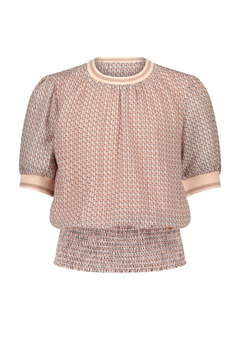Meisjes Tomas s/sl blouse with rib details van NoBell in de kleur Angel Wings in maat 170-176.