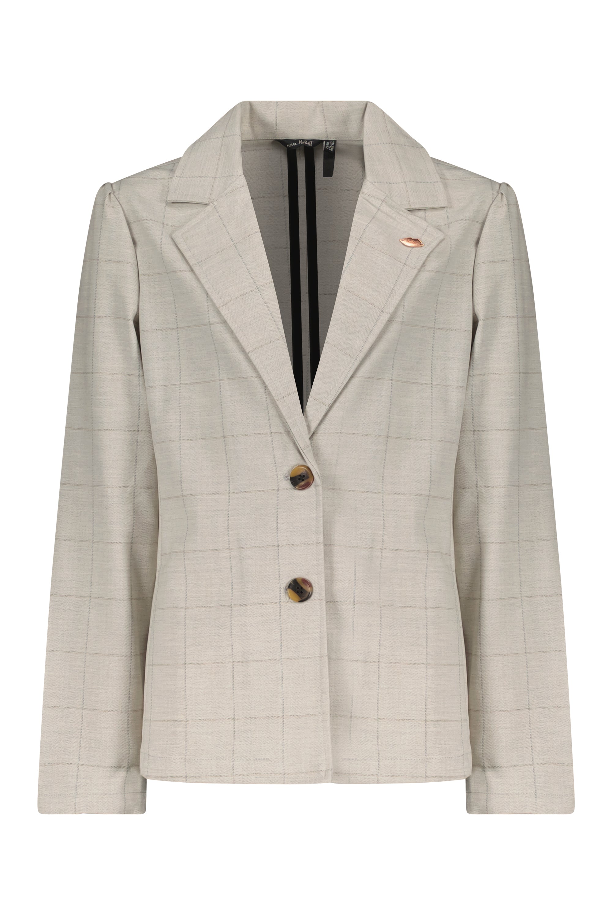 Meisjes Belia checkered blazer with puffed sleeves van NoBell in de kleur Pearl in maat 170-176.