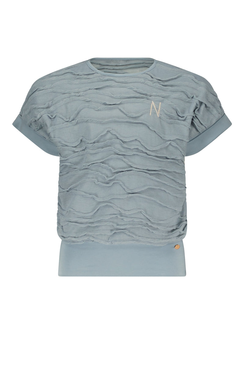 Meisjes Kez loose fit tshirt fancy jersey s/sl van NoBell in de kleur Pearl in maat 170-176.