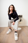 NoBell Koba curly rib tshirt l/sl with puffed sleeves and rib at neck