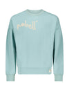 Meisjes Kimo crew neck sweater with dropped shoulders van NoBell in de kleur Vintage Blue in maat 170-176.