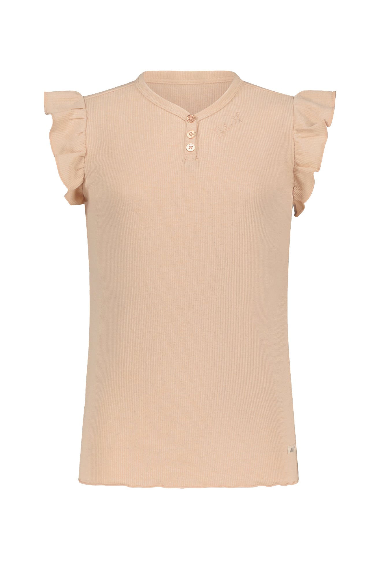 NoBell Kiss rib jersey top cap sleeve with v-neck and 3 buttons at front