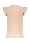Meisjes Kiss rib jersey top cap sleeve with v-neck and 3 buttons at front van NoBell in de kleur Rosy Sand in maat 170-176.