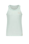 Meisjes Kolet singlet with raw edge details van NoBell in de kleur Spa Blue in maat 170-176.