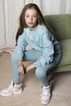 Meisjes Sane sweat pants with pintuck at front van NoBell in de kleur Vintage Blue in maat 170-176.