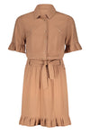 Meisjes Madua shirt dress with frilled s/sl van NoBell in de kleur Animal Brown in maat 170-176.