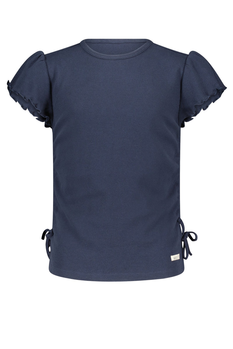 NoBell Koya waffled rib jersey top with pull up strings at sideseams