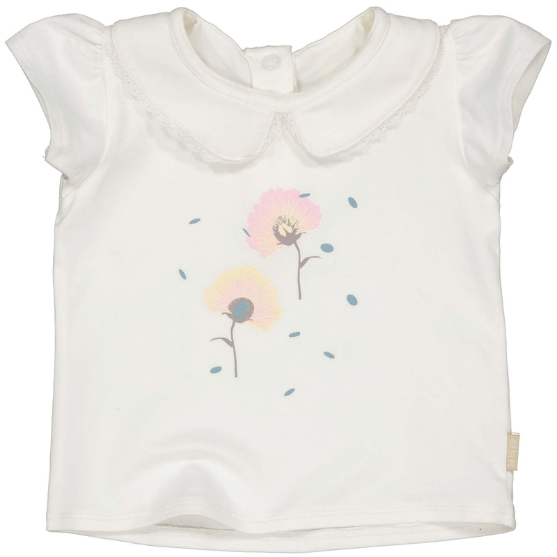Meisjes T-shirt with collar Sarra van Quapi Newborn in de kleur Off White in maat 68.