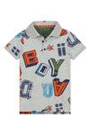 Jongens Polo Kort van Quapi in de kleur Grey Melee Letter in maat 146/152.