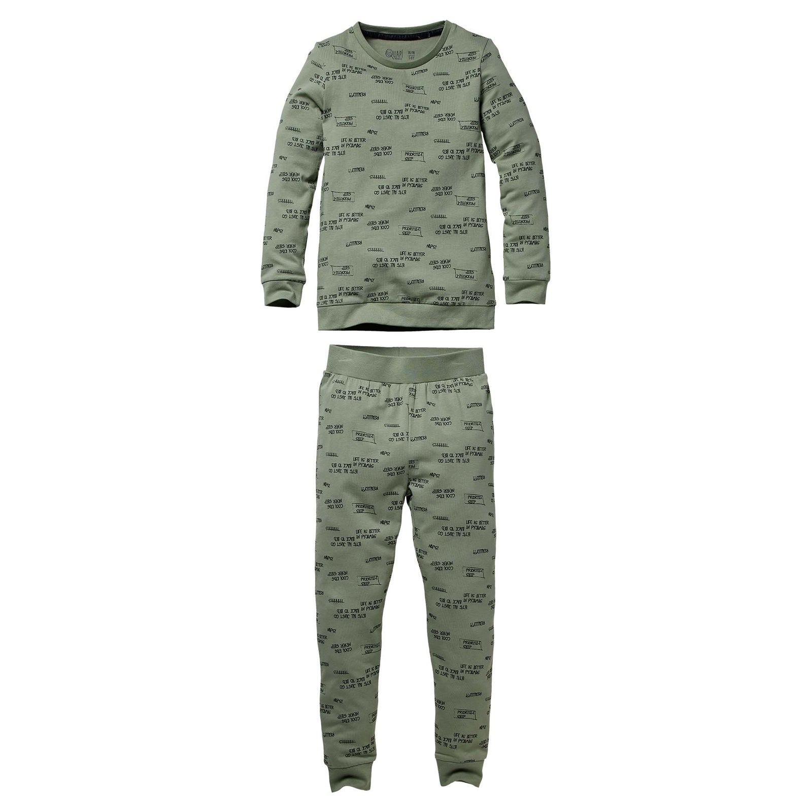 Quapi Pyjama Puck W200 AOP Green Text2