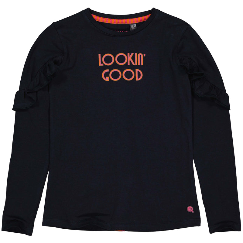 Meisjes Longsleeve REBELLEW221 van Quapi in de kleur Blue Dark in maat 98-104.