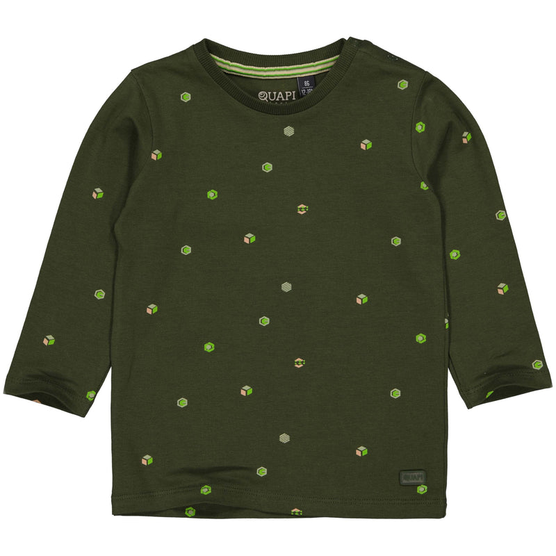 Jongens Longsleeve SAMSONW221 van Quapi in de kleur AOP Green Wood Blocks in maat 86.