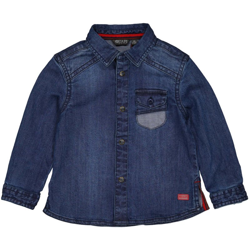 Jongens Shirt STEFANW221 van Quapi in de kleur Blue Dark Denim in maat 86.