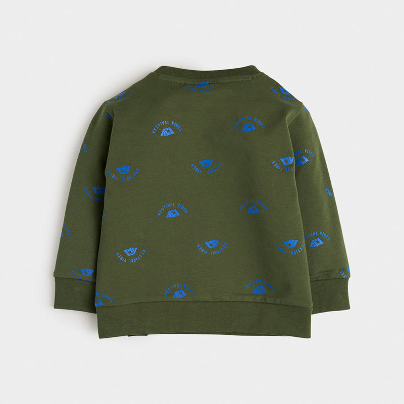 Jongens Sweater Goof moss green van Retour in de kleur moss green in maat 104.
