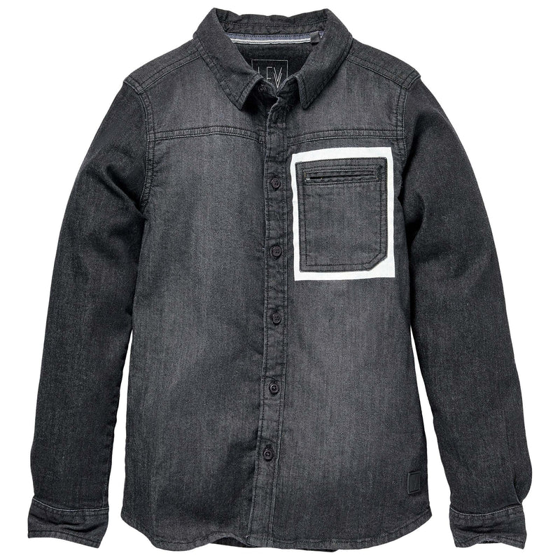 Jongens Shirt RICK W211 van LEVV in de kleur Grey Denim in maat 176.