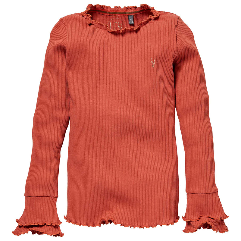 Meisjes Longsleeve RIENKE W212 van LEVV in de kleur Terra in maat 176.