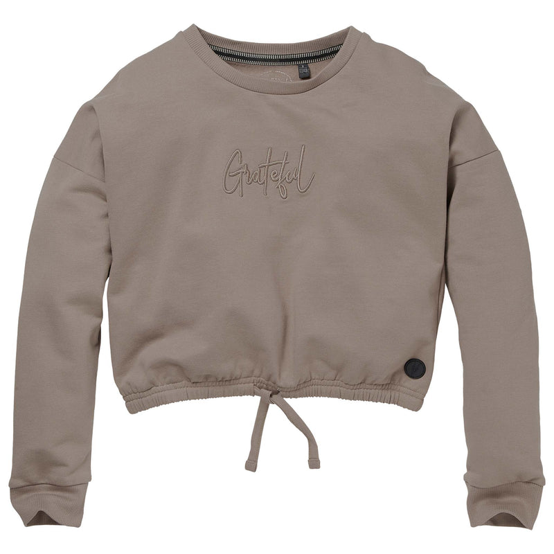 Meisjes Sweater RITA W211 van LEVV in de kleur Brown Taupe in maat 176.