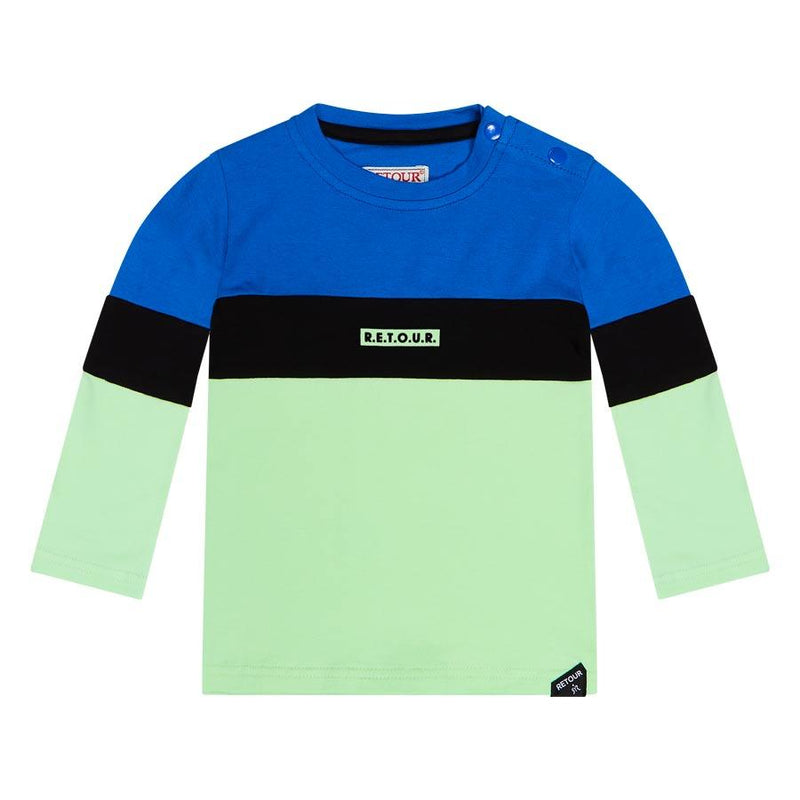 Jongens Longsleeve colorblock Chester van RETOUR in de kleur bright  mint in maat 86.