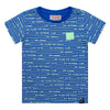 Jongens T-shirt stripe + text Fedde van RETOUR in de kleur mid blue in maat 86.