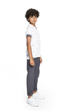 Jongens Chino pants Hugo van RETOUR in de kleur antra melange in maat 170/176.