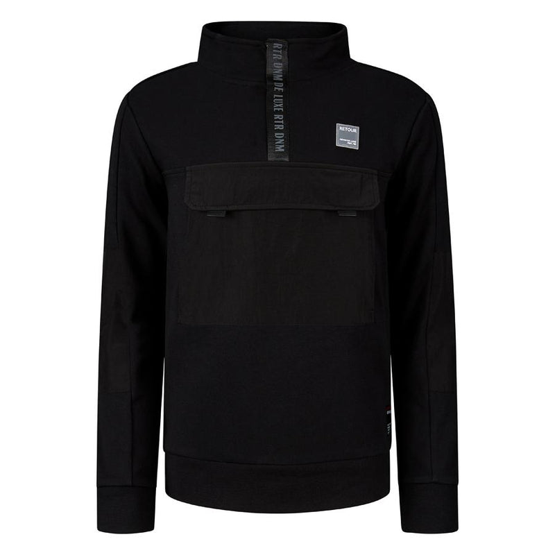 Jongens Sweat with pocket Randy van RETOUR in de kleur black in maat 170/176.