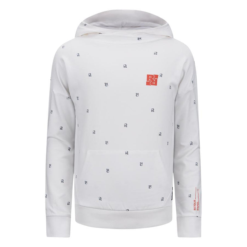 Jongens Hooded sweater AOP Max van RETOUR in de kleur white in maat 158/164.