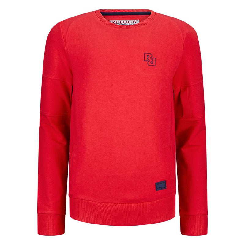 Jongens Sweater crewneck Ben van RETOUR in de kleur red in maat 158/164.